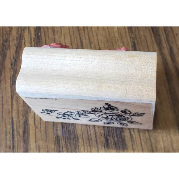 Stampin' Up! Rose Flower Plant Rubber Stamp 2002 Sketched Wood Mount - Picture 7 of 8